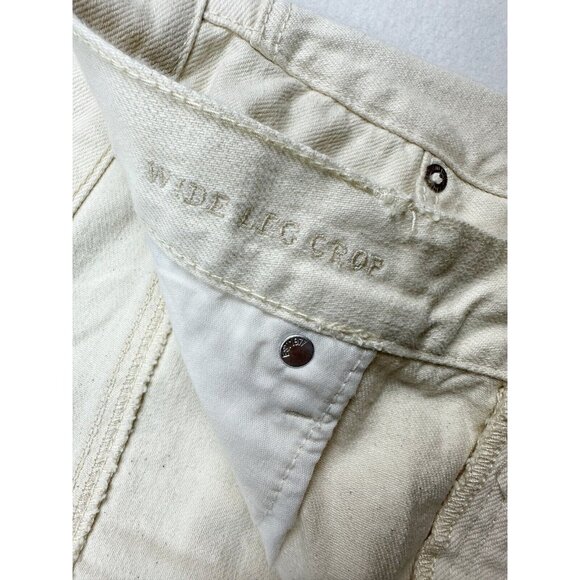 AMERICAN EAGLE Womens Jeans Size 18 Short Wide Leg Crop Cream Button Fly - Picture 5 of 11